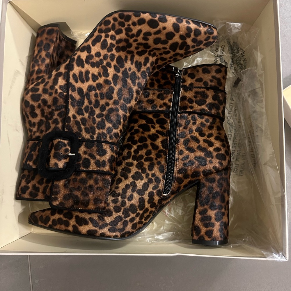 Leopard Print Ankle Boots (never worn!)